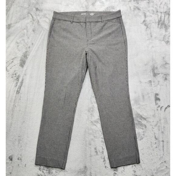 Old Navy Pants Womens 14 Black Gray Houndstooth High Rise Pixie Skinny Stretch - Picture 1 of 12